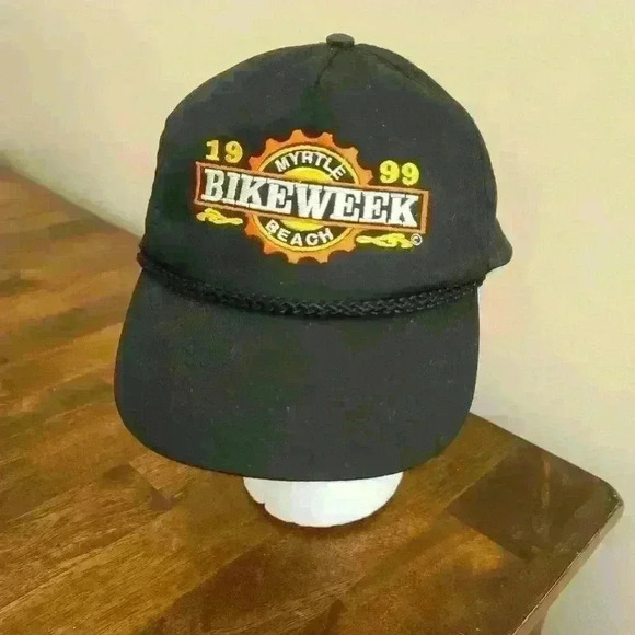 1999 BIKE WEEK BIKER MYRTLE BEACH BALL CAP SNAPBACK BLACK VINTAGE Motorcycle - Picture 3 of 13